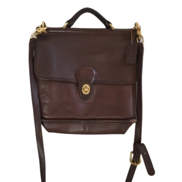 Coach Handbags - Coach Dark Brown Willis Leather Crossbody Bag